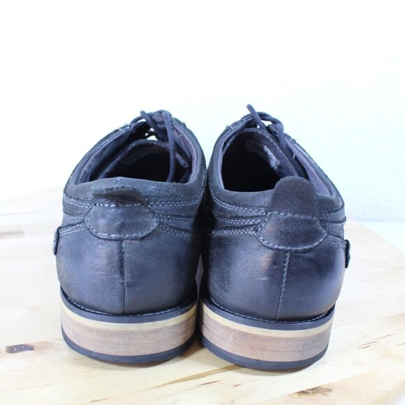 Steve Madden Leather Cap Toe Oxford Mens 10.5 Black Dress Casual Shoe Kesslo - Picture 4 of 8